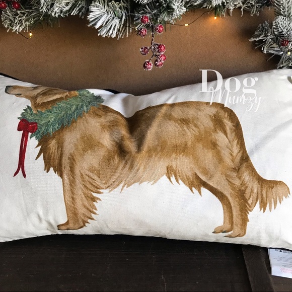 Golden Retriever Christmas Pillow Buttoned Holiday Designer Velvet Body Pillows - Picture 4 of 6